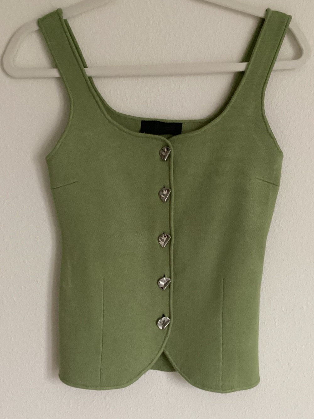 Zara Olive Green Heart-Button Tank Top